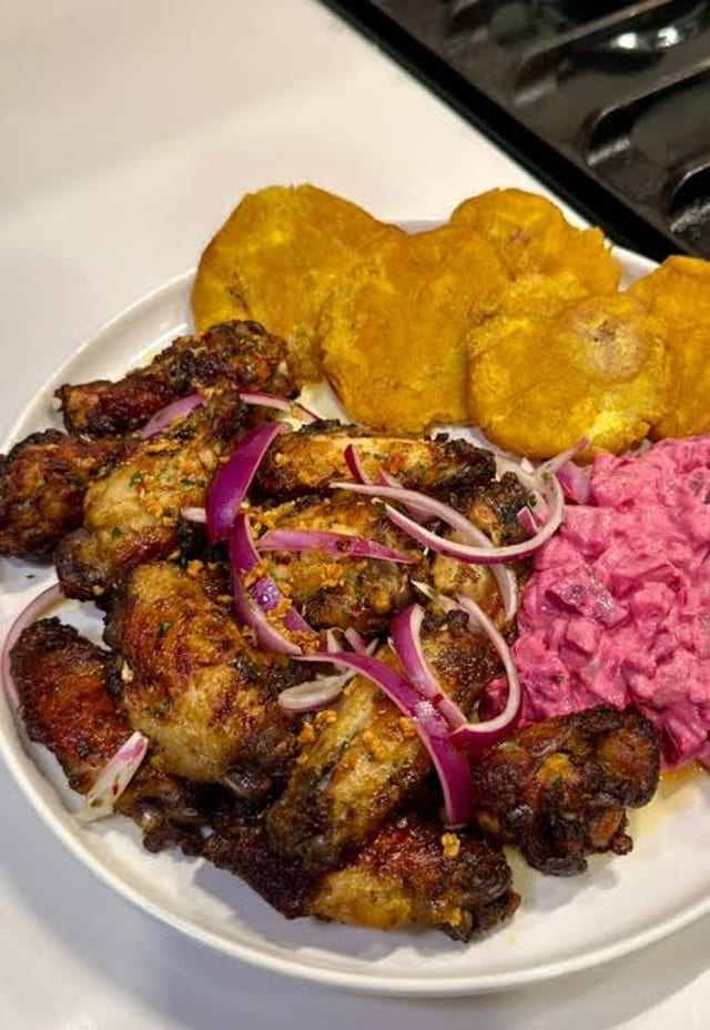 Wings and Plantains (Lunch).