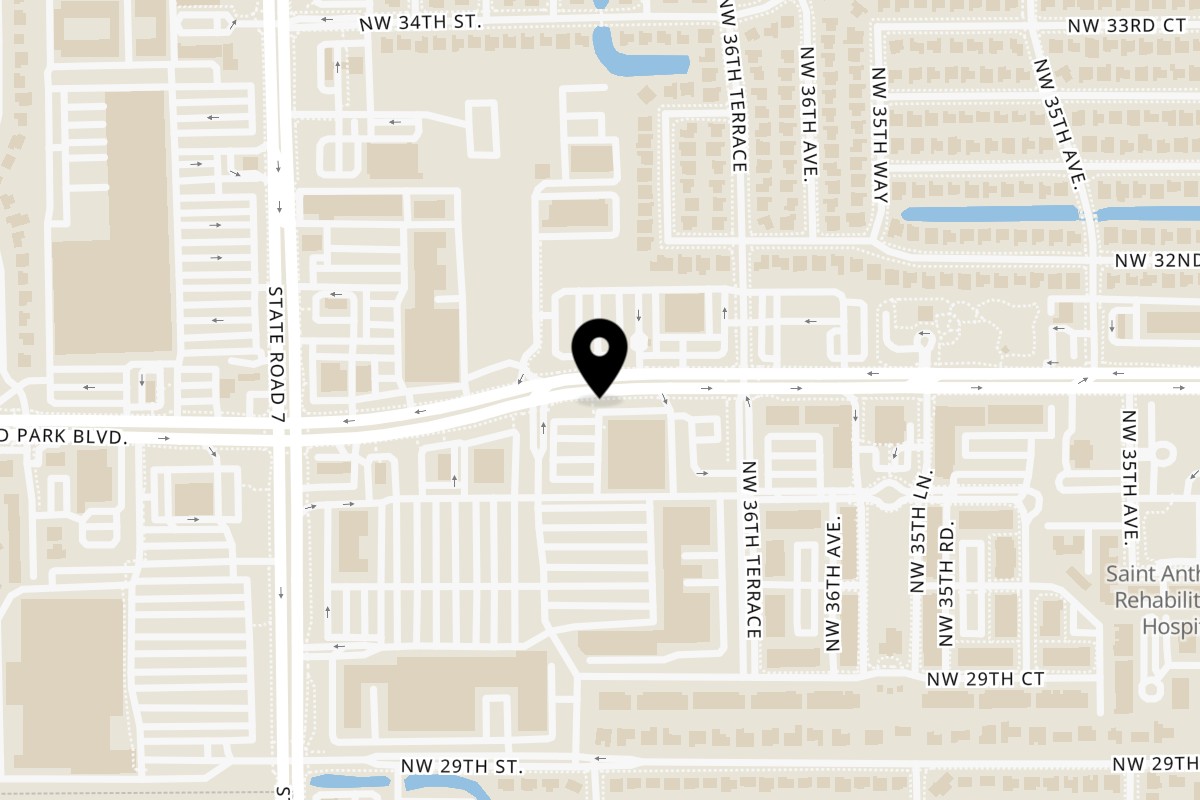 Map showing the location of Cordon Kreyol Bakery on 3724 W Oakland Park Blvd in Fort Lauderdale