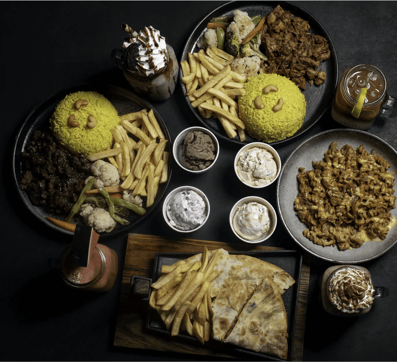 A table filled with different types of food.